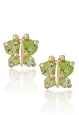 ravishing yellow gold diamond cubic zirconia August peridot birthstone baby earrings